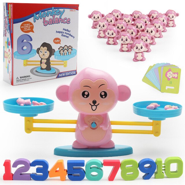 Cute Monkey Dog Balance Digital Cool Math Game - woowwish.com
